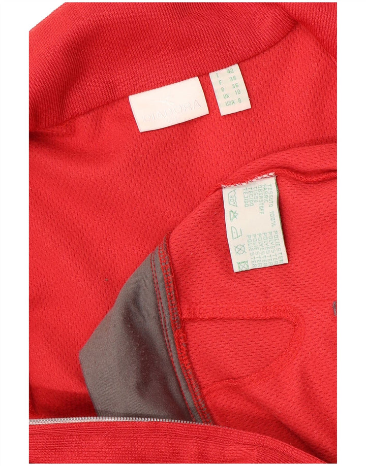 Diadora Womens Oversized Tracksuit Top Jacket UK 10 Small Red Colourblock