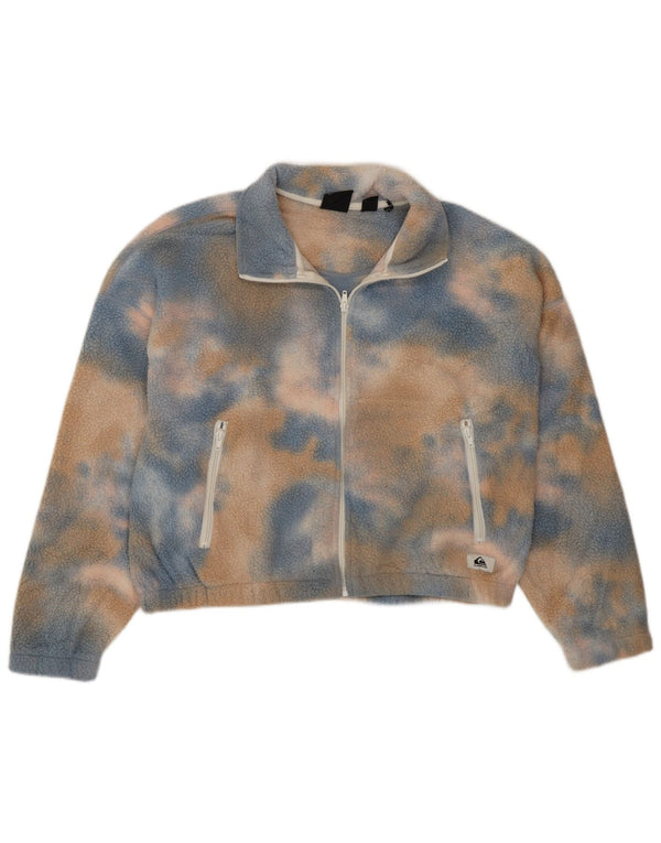 Quiksilver Womens Crop Oversized Fleece Jacket UK 16 Large Blue Tie Dye
