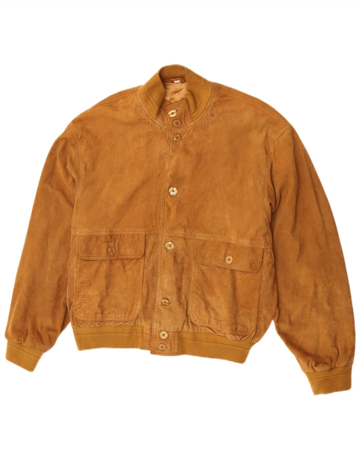 Vintage Mens Suede Bomber Jacket IT 52 XL Brown Leather