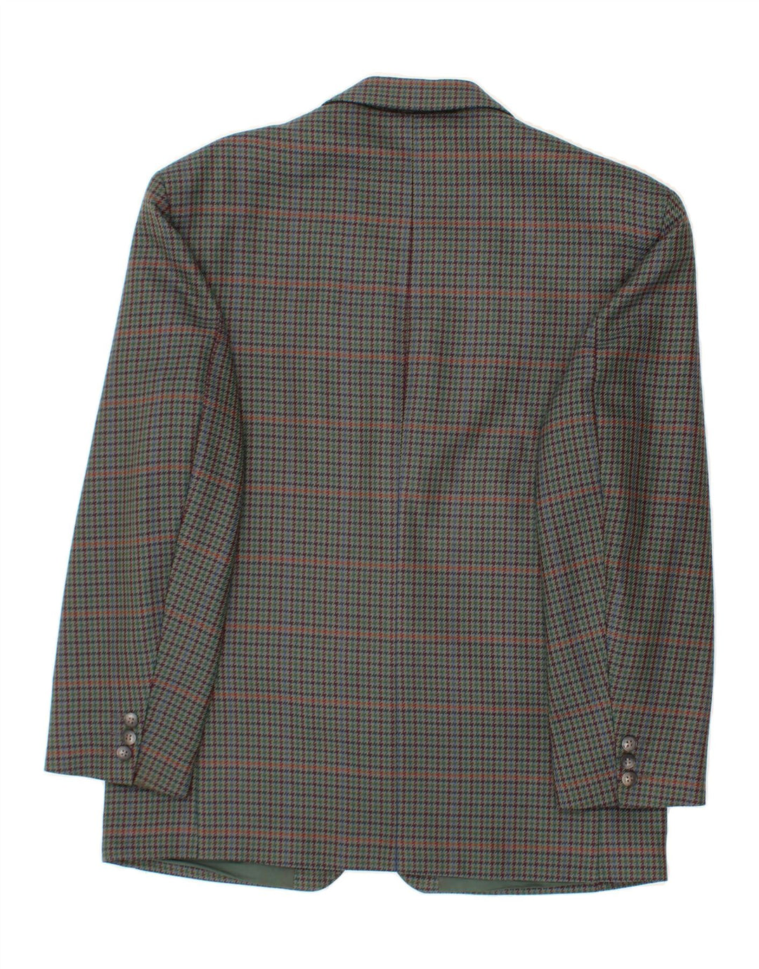 SCOTT Mens 2 Button 3/4 Sleeve Blazer Jacket UK 40 Large Green Houndstooth Vintage Scott and Second-Hand Scott from Messina Hembry 