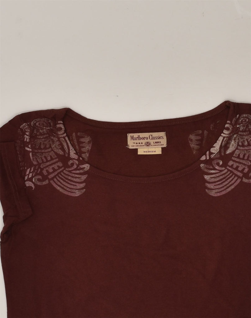 MARLBORO CLASSICS Womens T-Shirt Top UK 12 Medium Burgundy Cotton | Vintage Marlboro Classics | Thrift | Second-Hand Marlboro Classics | Used Clothing | Messina Hembry 