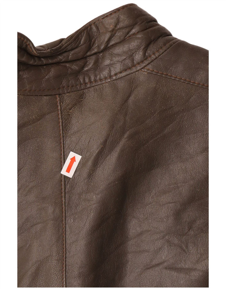 Vintage Mens Military Leather Jacket IT 56 3XL Grey Leather