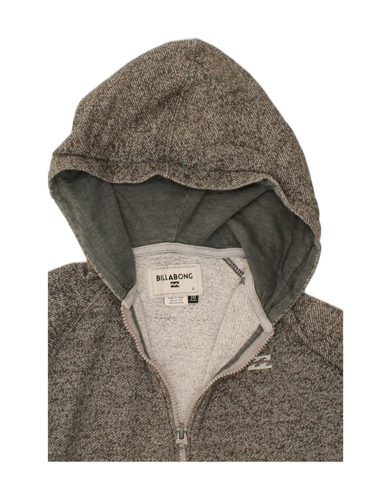 BILLABONG Boys Zip Hoodie Sweater 9-10 Years Grey Flecked Cotton Vintage Billabong and Second-Hand Billabong from Messina Hembry 