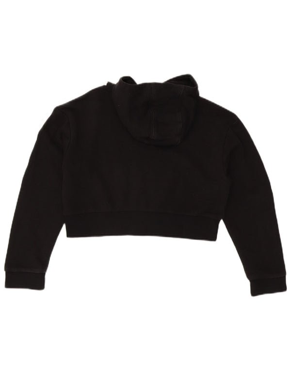 Adidas Girls Graphic Crop Hoodie Jumper 10-11 Years Black Cotton