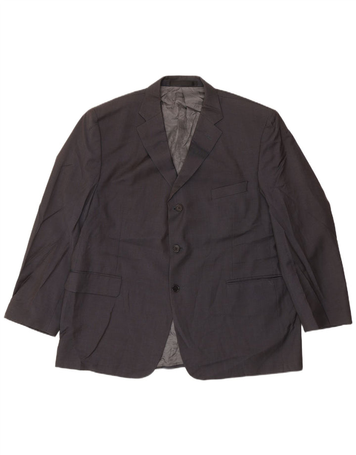 Marks & Spencer Mens 3 Button Blazer Jacket UK 46 3XL Navy Blue Wool