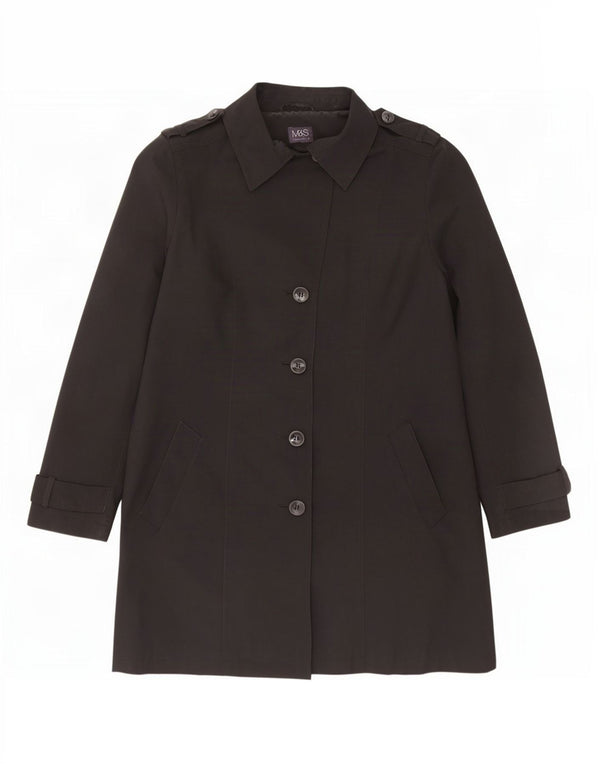Marks & Spencer Womens Trench Coat UK 16 Large Black Polyester