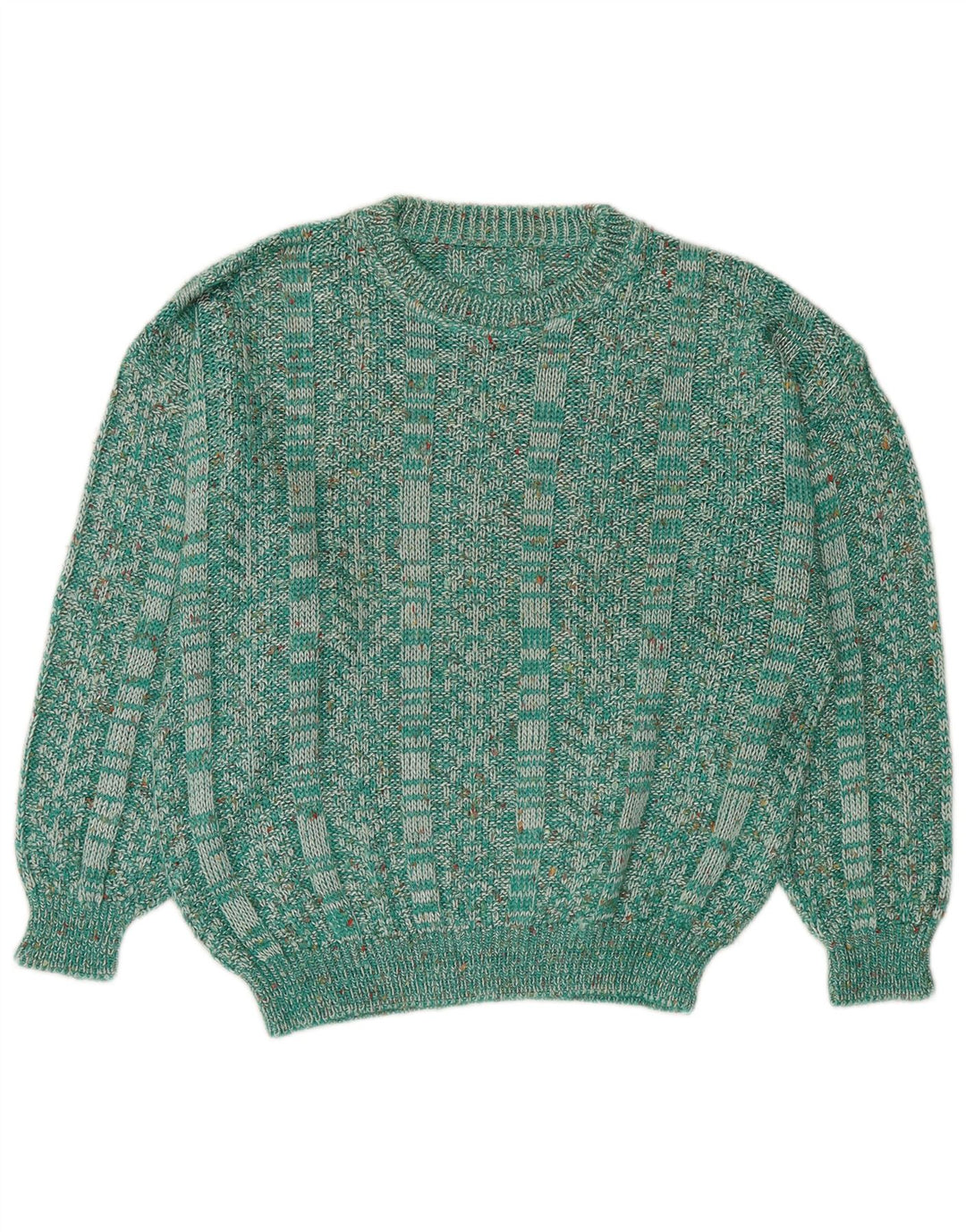 Vintage Womens Boat Neck Jumper Sweater UK 14 Medium Green Flecked