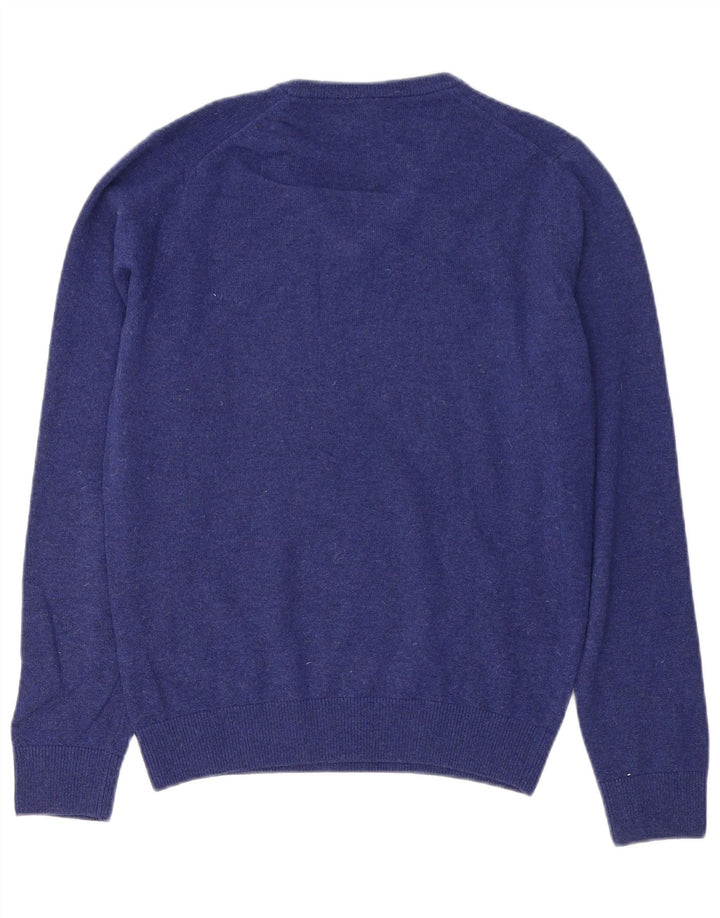 Lacoste Mens V-Neck Jumper Sweater Size 2 XS Blue Virgin Wool