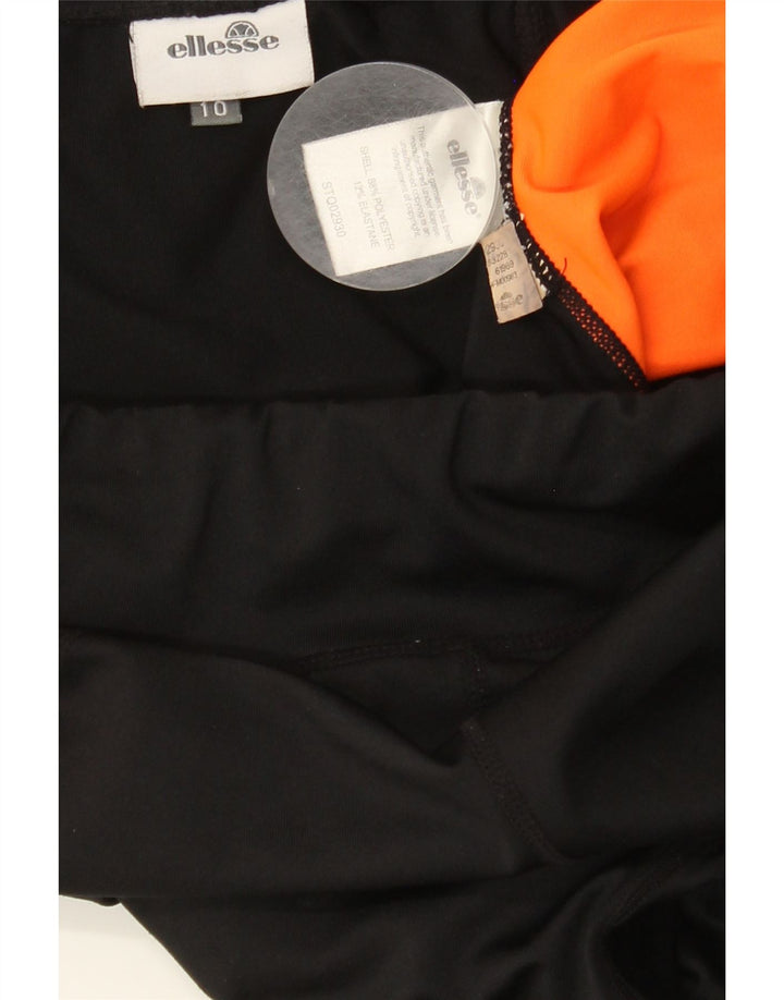 ELLESSE Womens Leggings UK 10 Small Black Colourblock Polyester