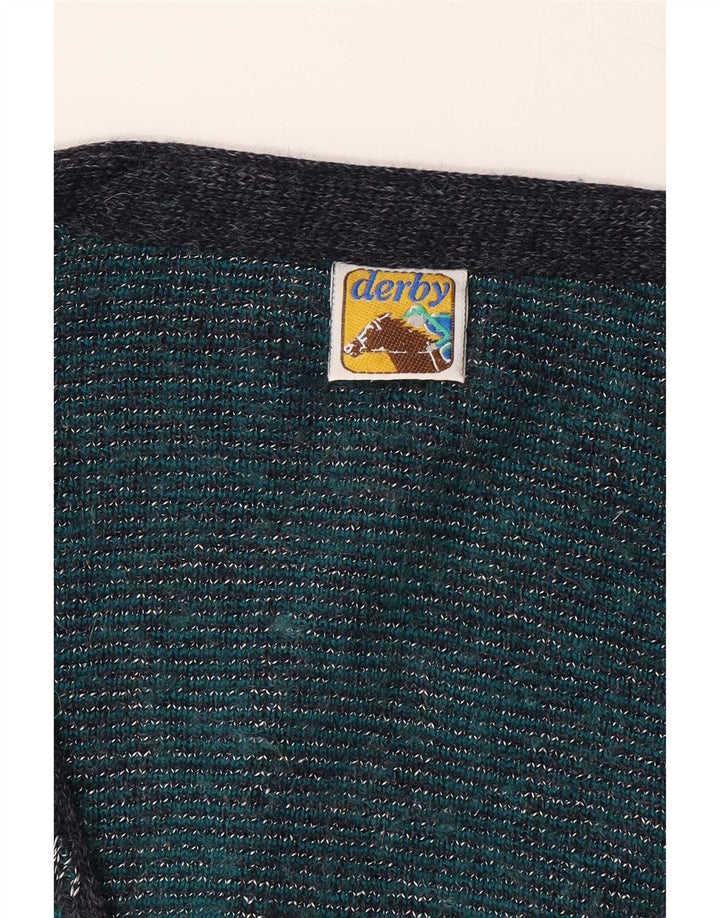 Derby Mens Cardigan Sweater Large Blue Geometric