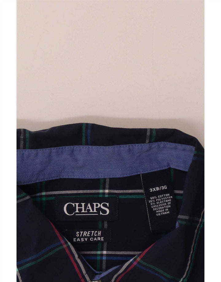 Chaps Mens Stretch Shirt 3XL Navy Blue Check Cotton