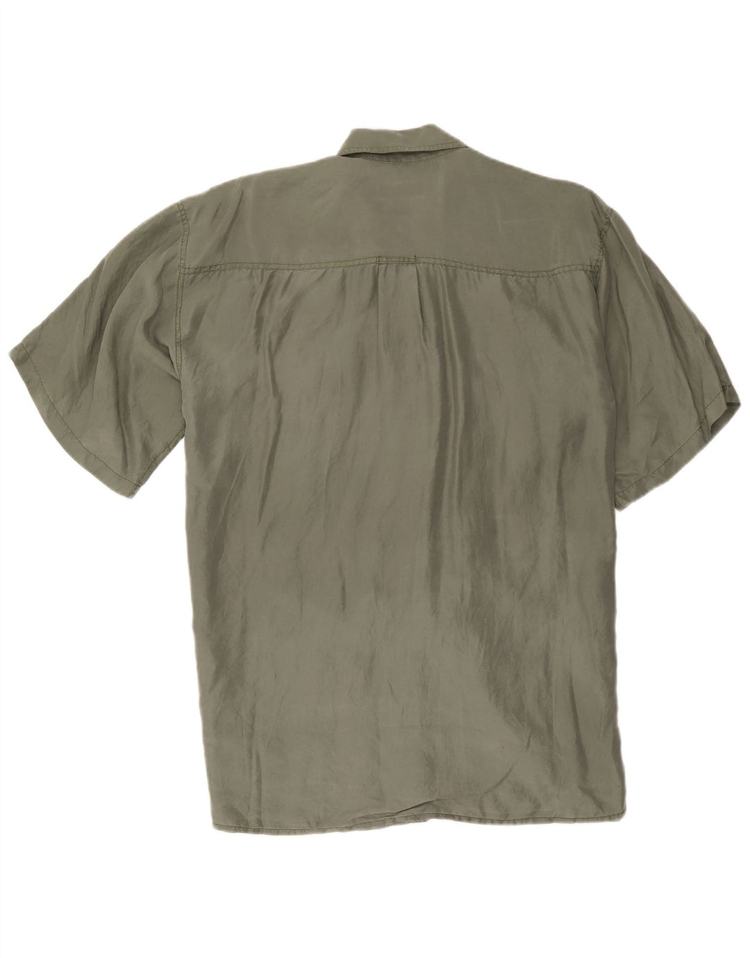 Bogari Mens Short Sleeve Shirt Medium Khaki Silk