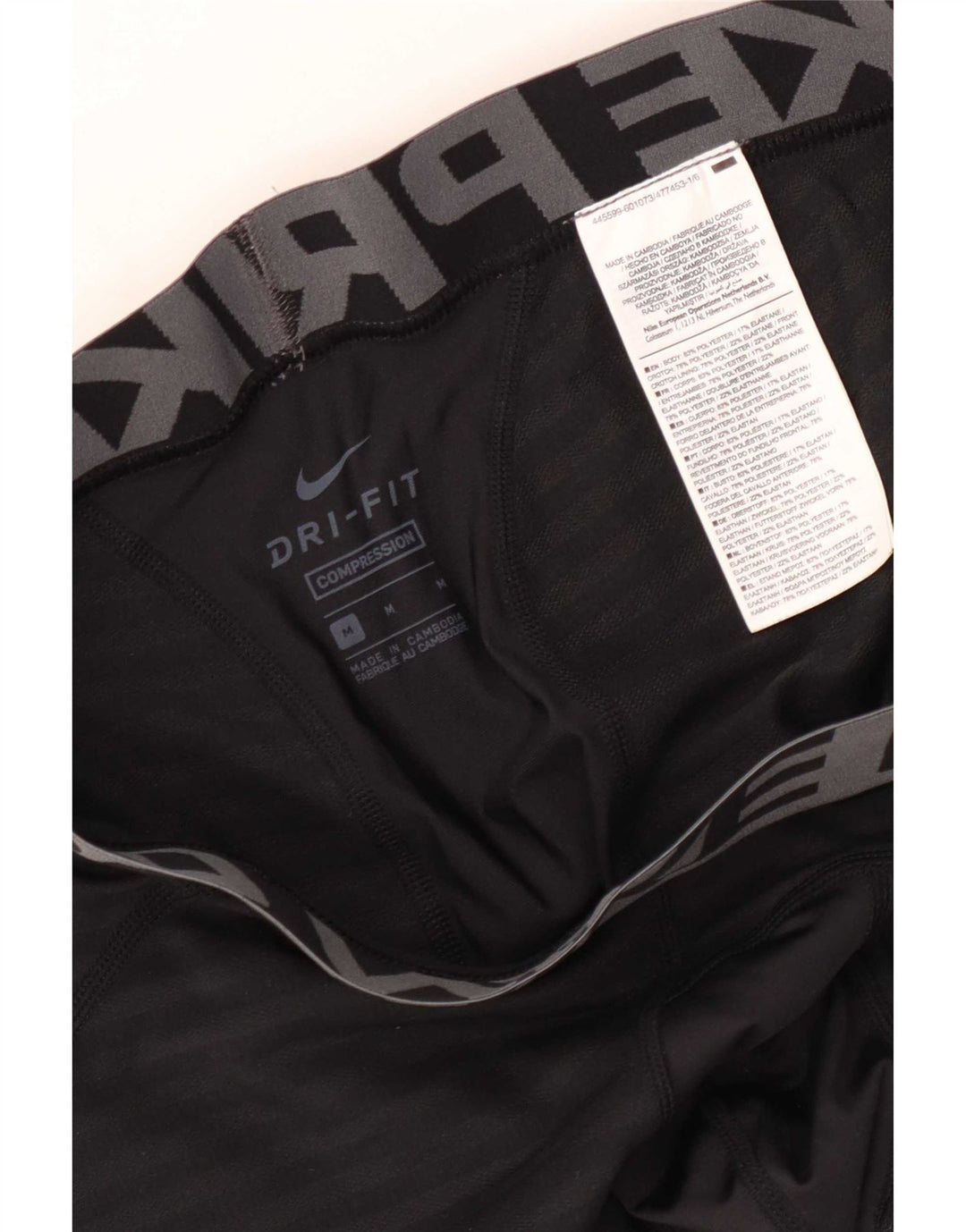 Nike Mens Dri Fit Graphic Leggings Medium Black Striped Polyester