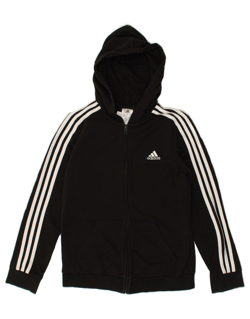 ADIDAS Womens Zip Hoodie Sweater UK 8/10 Small Black Cotton | Vintage Adidas | Thrift | Second-Hand Adidas | Used Clothing | Messina Hembry 