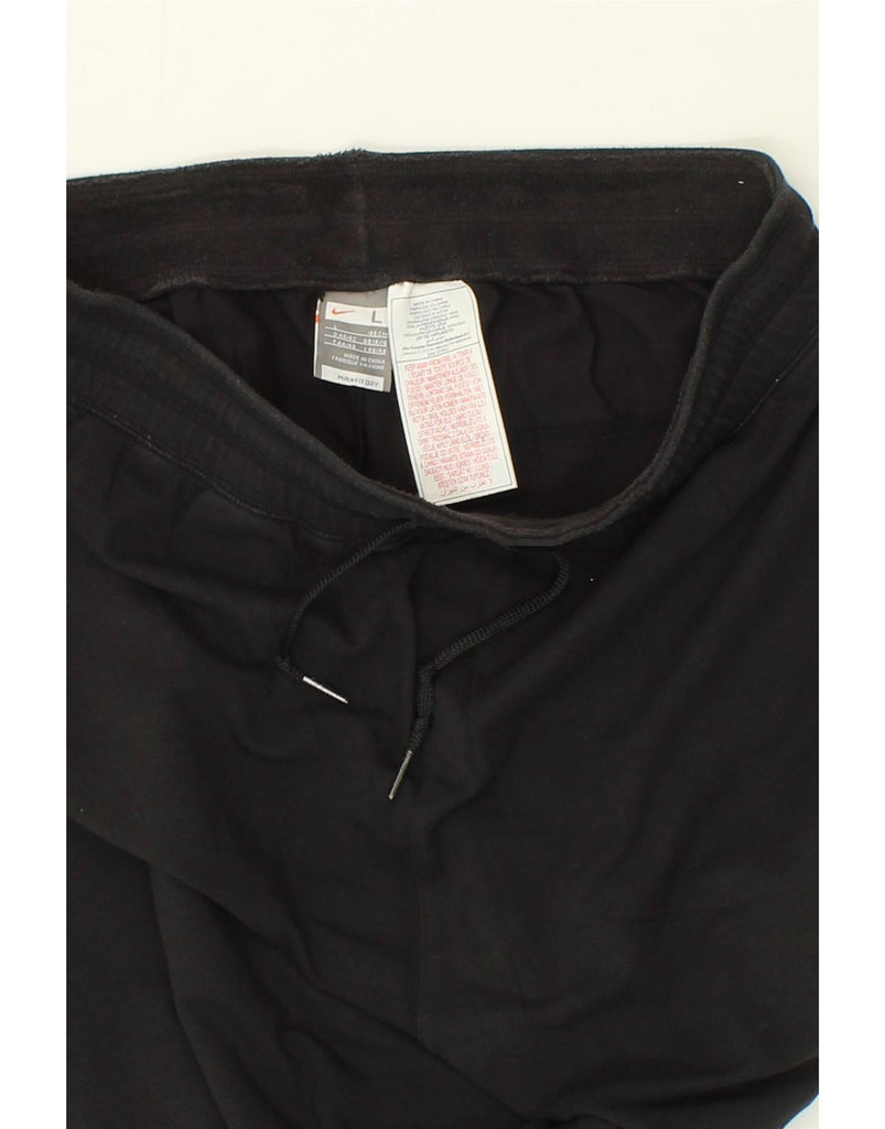 NIKE Womens Tracksuit Trousers UK 14 Large Black Cotton | Vintage Nike | Thrift | Second-Hand Nike | Used Clothing | Messina Hembry 