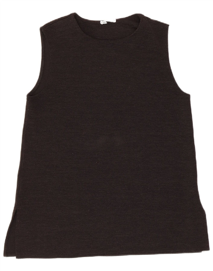 ZARA Womens Vest Top UK 12 Medium Black
