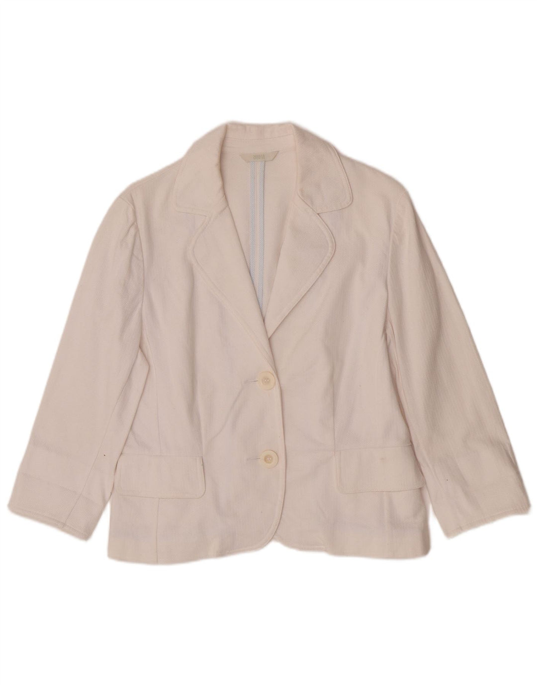 Marks & Spencer Womens 3/4 Sleeve 2 Button Blazer Jacket UK 14 Medium White