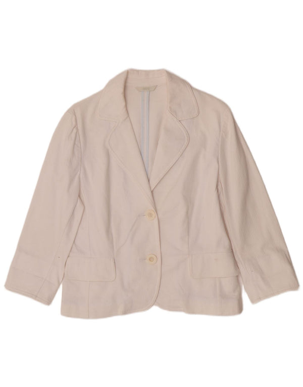 Marks & Spencer Womens 3/4 Sleeve 2 Button Blazer Jacket UK 14 Medium White
