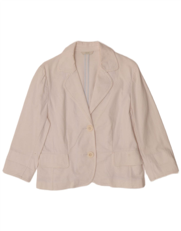 Marks & Spencer Womens 3/4 Sleeve 2 Button Blazer Jacket UK 14 Medium White