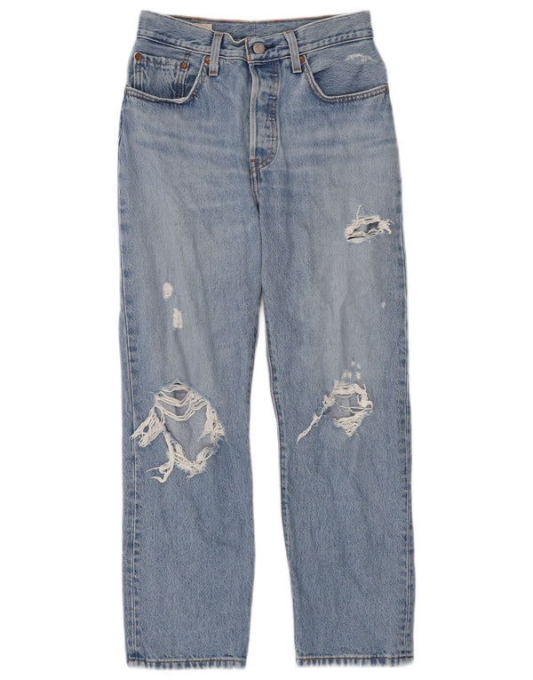 Levi's Womens 501 Distressed Straight Jeans W26 L26 Blue