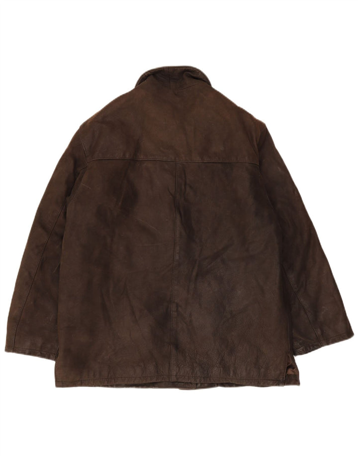 VINTAGE Womens Leather Jacket EU 44 XL Brown Leather