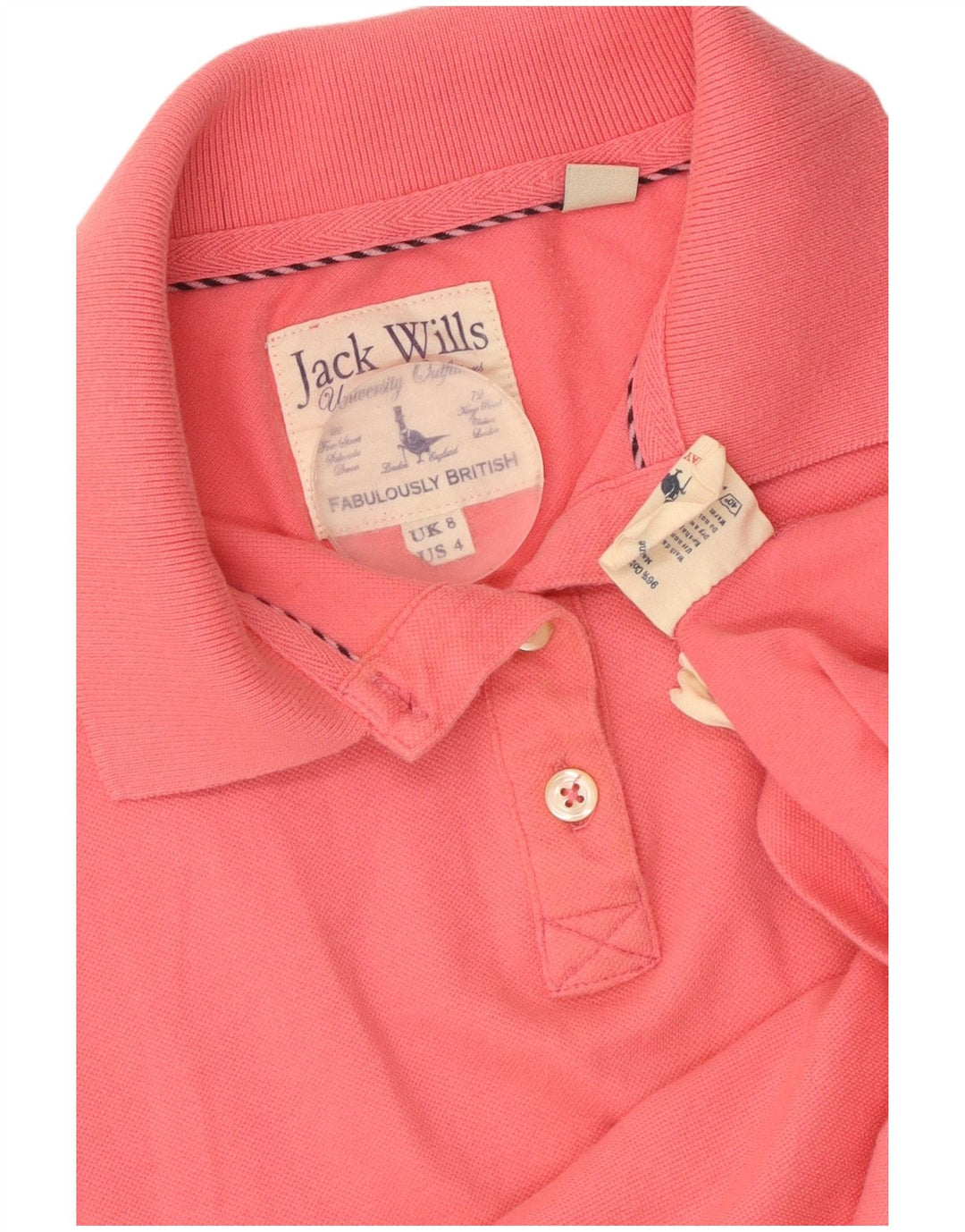JACK WILLS Womens Polo Shirt UK 8 Small Pink Cotton
