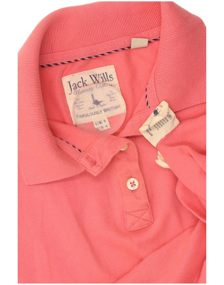 JACK WILLS Womens Polo Shirt UK 8 Small Pink Cotton