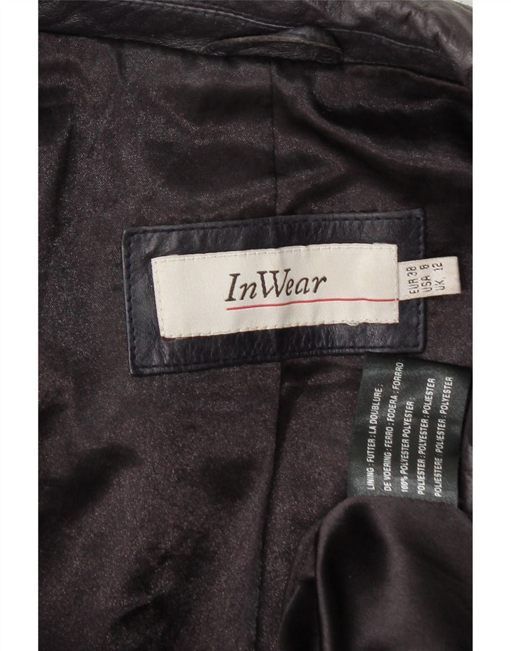 VINTAGE Womens Leather Coat UK 12 Medium Black Leather Vintage Vintage and Second-Hand Vintage from Messina Hembry 