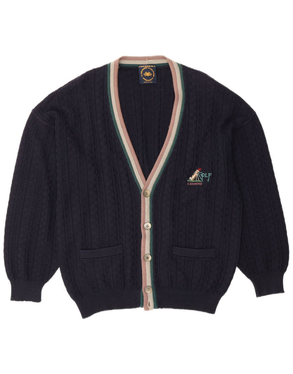 Il Granchio Mens Cardigan Sweater Large Navy Blue