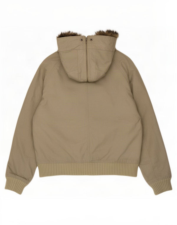 Woolrich Mens Hooded Bomber Jacket UK 42 XL Khaki Nylon