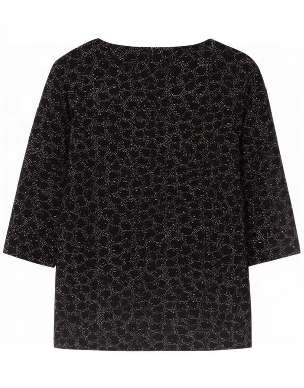 Stefanel Womens 3/4 Sleeve Shift Dress UK 10 Small Navy Blue Geometric