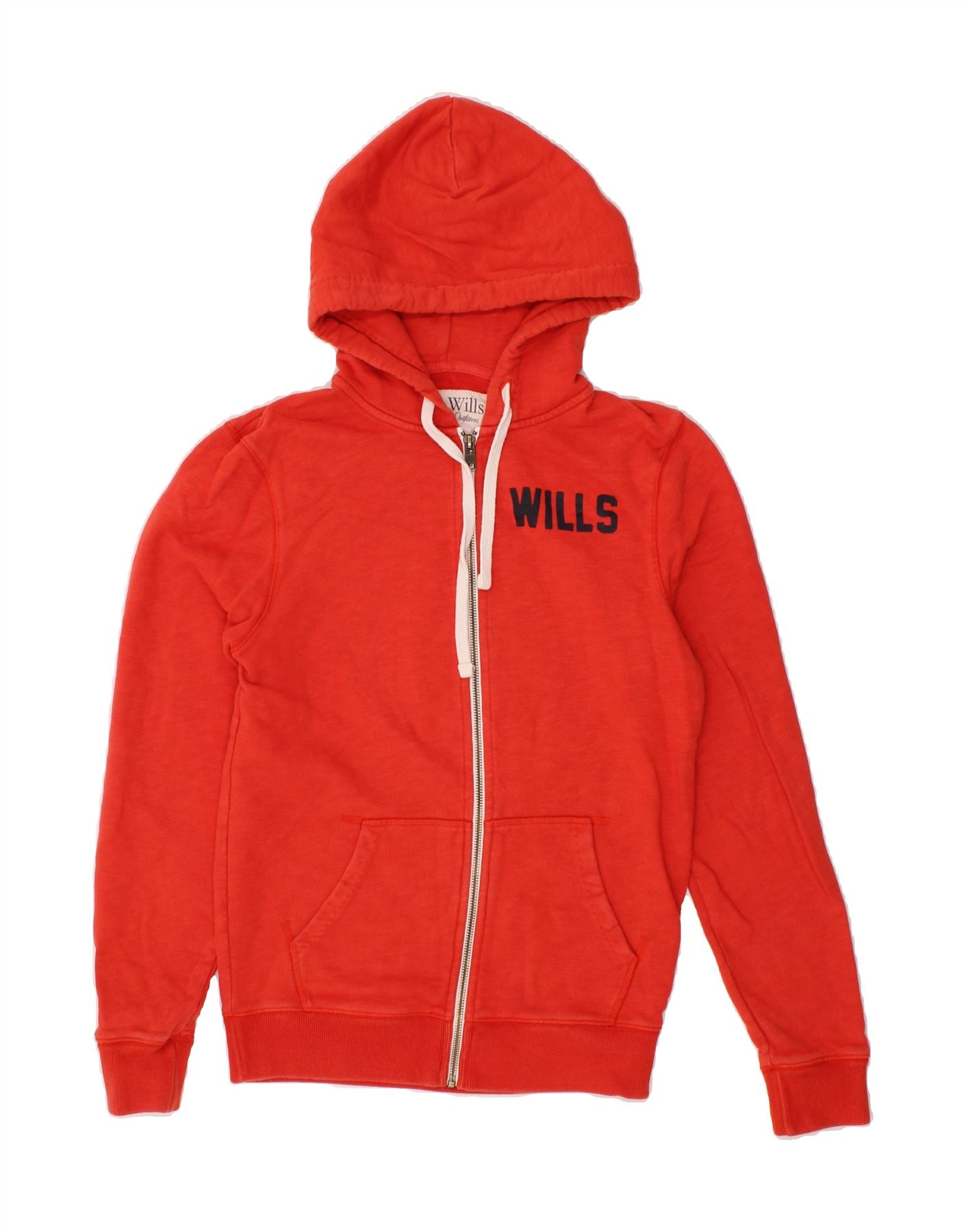 JACK WILLS Mens Graphic Zip Hoodie Sweater XS Orange Cotton