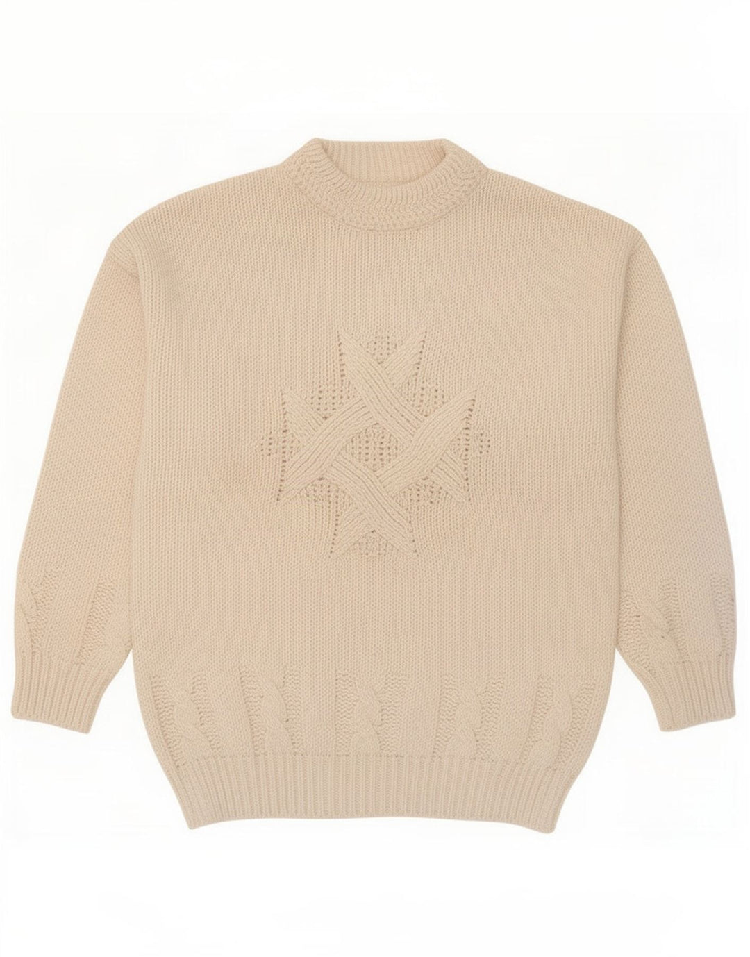 Vintage Mens Turtle Neck Jumper Sweater Large White Wool