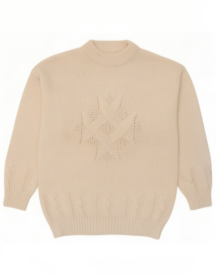 Vintage Mens Turtle Neck Jumper Sweater Large White Wool