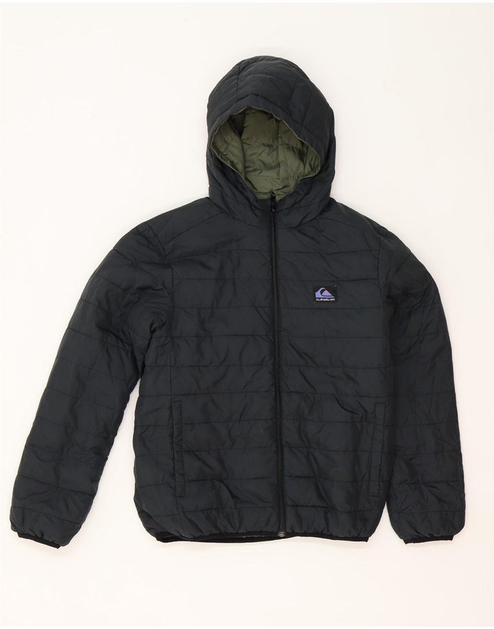Quiksilver Boys Hooded Reversible Padded Jacket 11-12 Years Medium Khaki