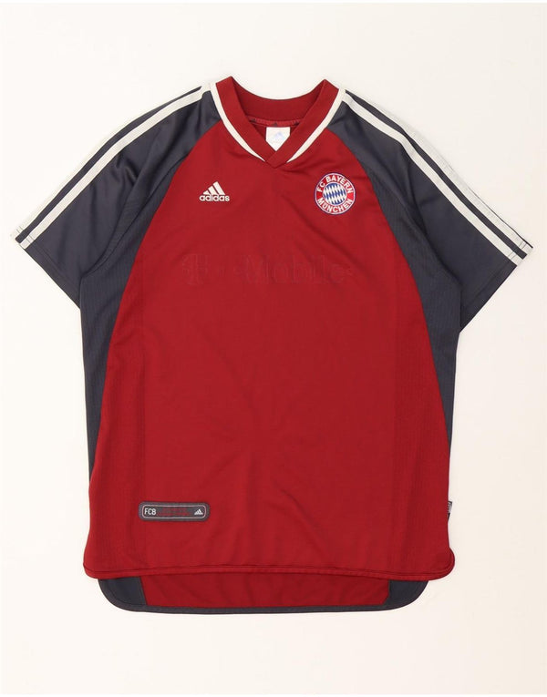 ADIDAS Mens FC Bayern Munchen Graphic T-Shirt Top Medium Red Colourblock