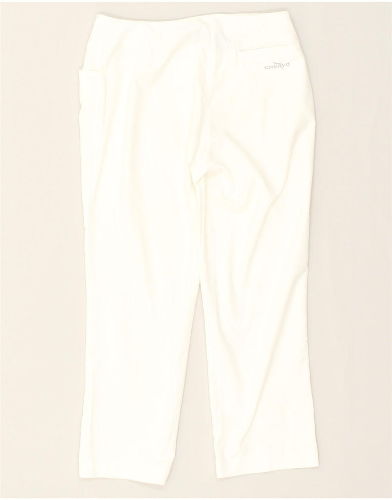 CHERVO Womens Straight Cropped Trousers IT 38 XS W28 L22 White Polyester | Vintage Chervo | Thrift | Second-Hand Chervo | Used Clothing | Messina Hembry 