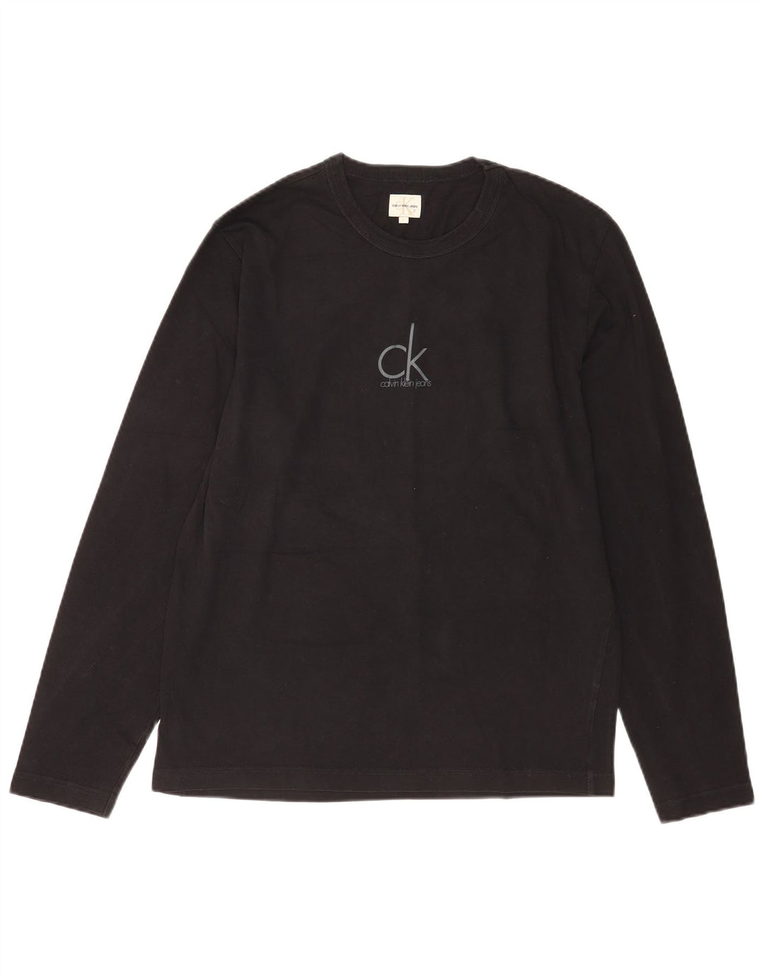 Calvin Klein Jeans Mens Graphic Top Long Sleeve Large Black Cotton