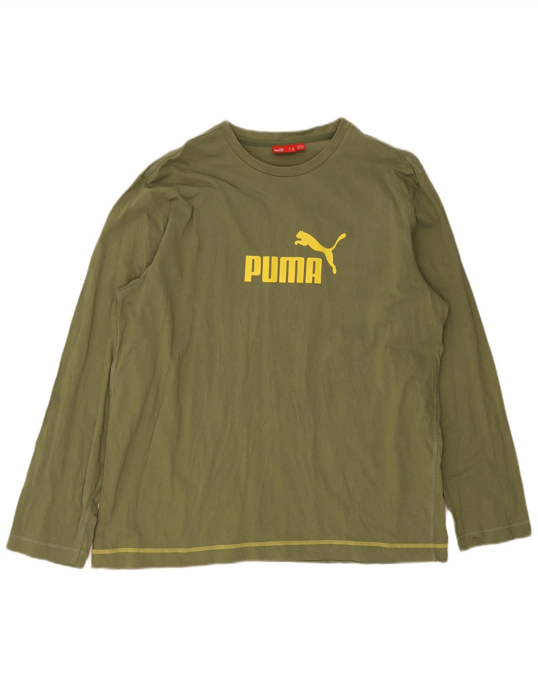 Puma Mens Graphic Top Long Sleeve XL Green Cotton