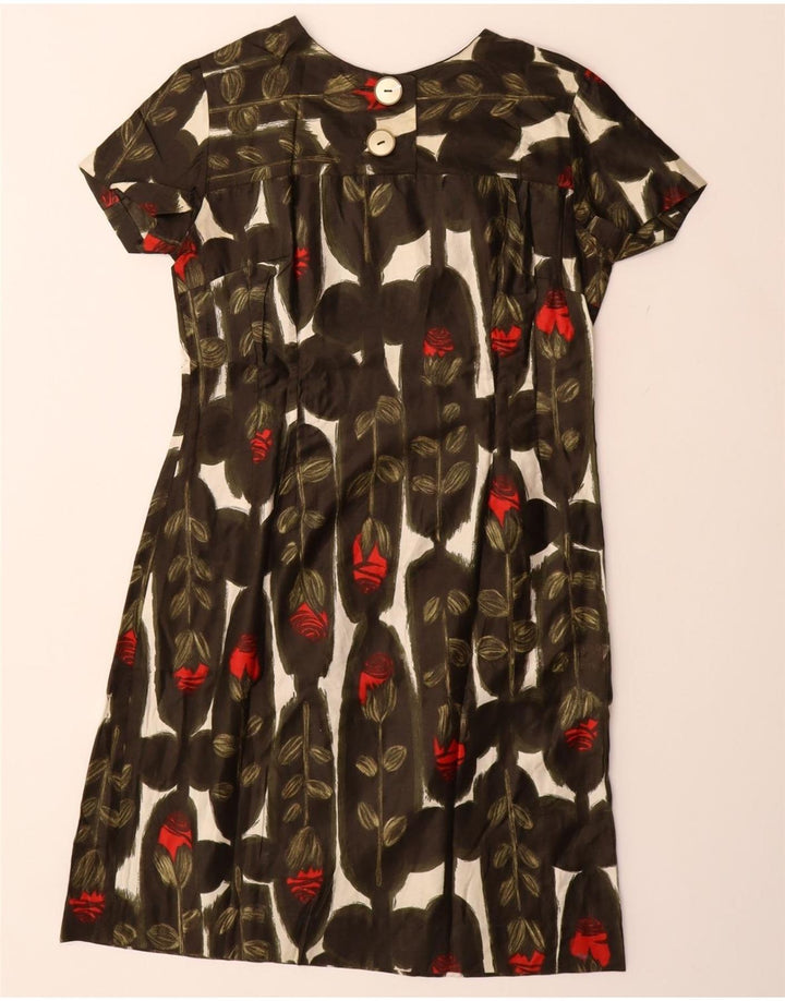 VINTAGE Womens Sheath Dress UK 12 Medium Brown Floral