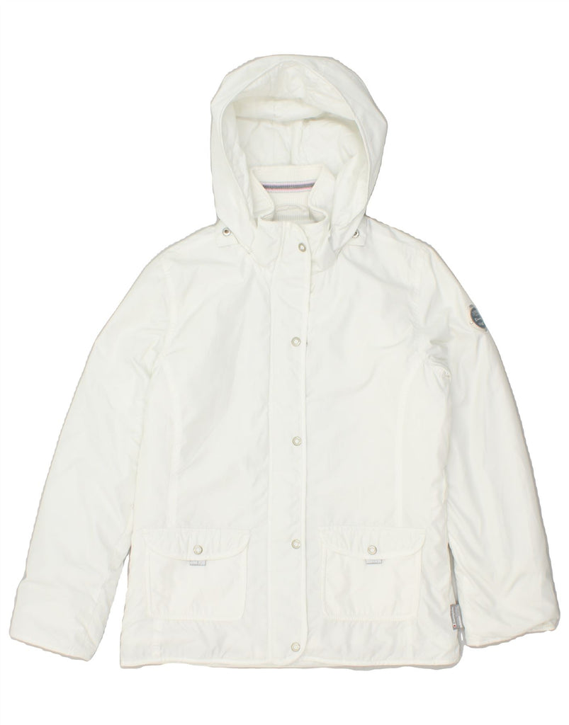 CHAMPION Girls Hooded Windbreaker Jacket 11-12 Years White Polyester | Vintage Champion | Thrift | Second-Hand Champion | Used Clothing | Messina Hembry 