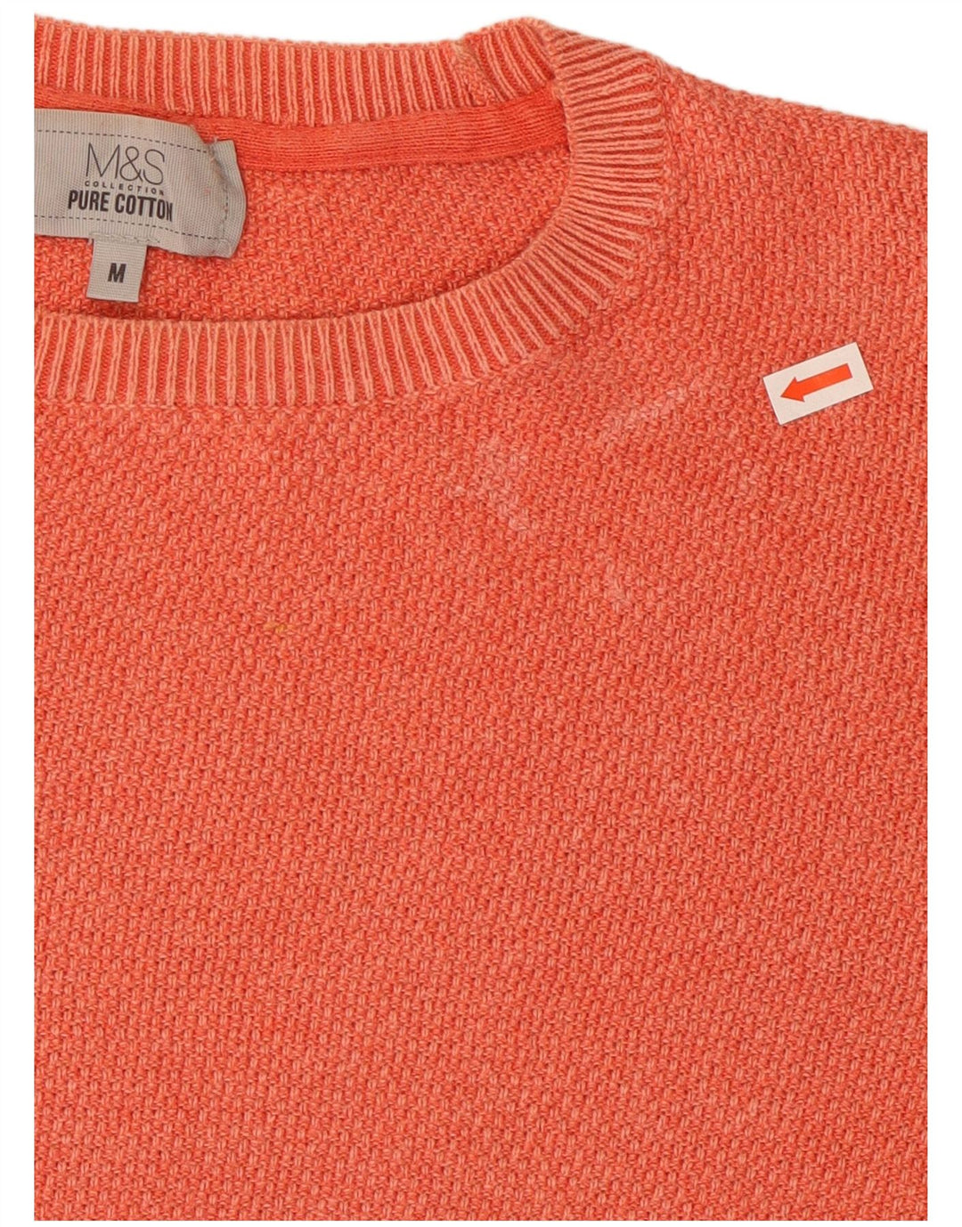 Marks & Spencer Mens Crew Neck Jumper Sweater Medium Orange Cotton