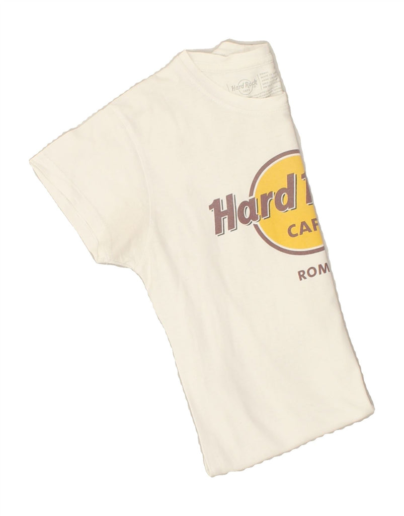 HARD ROCK CAFE Womens Rome Graphic T-Shirt Top UK 10 Small White Cotton | Vintage Hard Rock Cafe | Thrift | Second-Hand Hard Rock Cafe | Used Clothing | Messina Hembry 