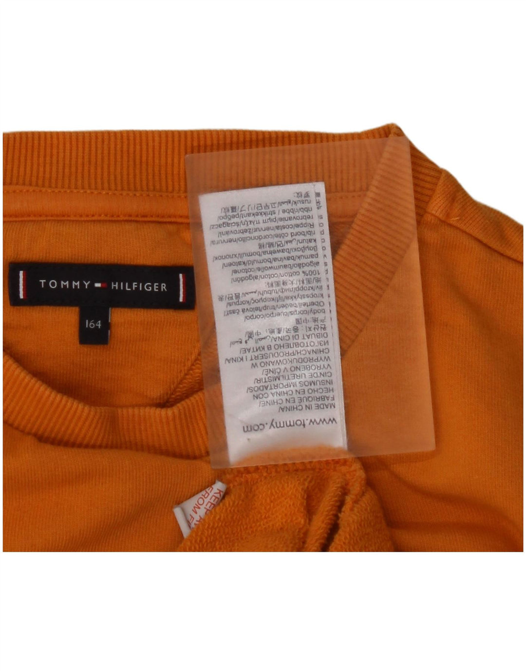 TOMMY HILFIGER Boys Graphic Sweatshirt Jumper 13-14 Years Yellow Cotton