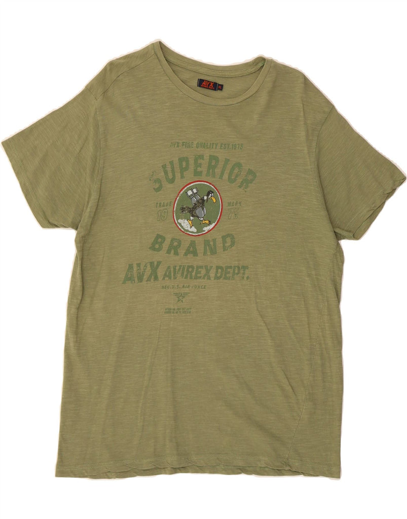 AVIREX Boys Graphic T-Shirt Top 15-16 Years XL Khaki Cotton Vintage Avirex and Second-Hand Avirex from Messina Hembry 