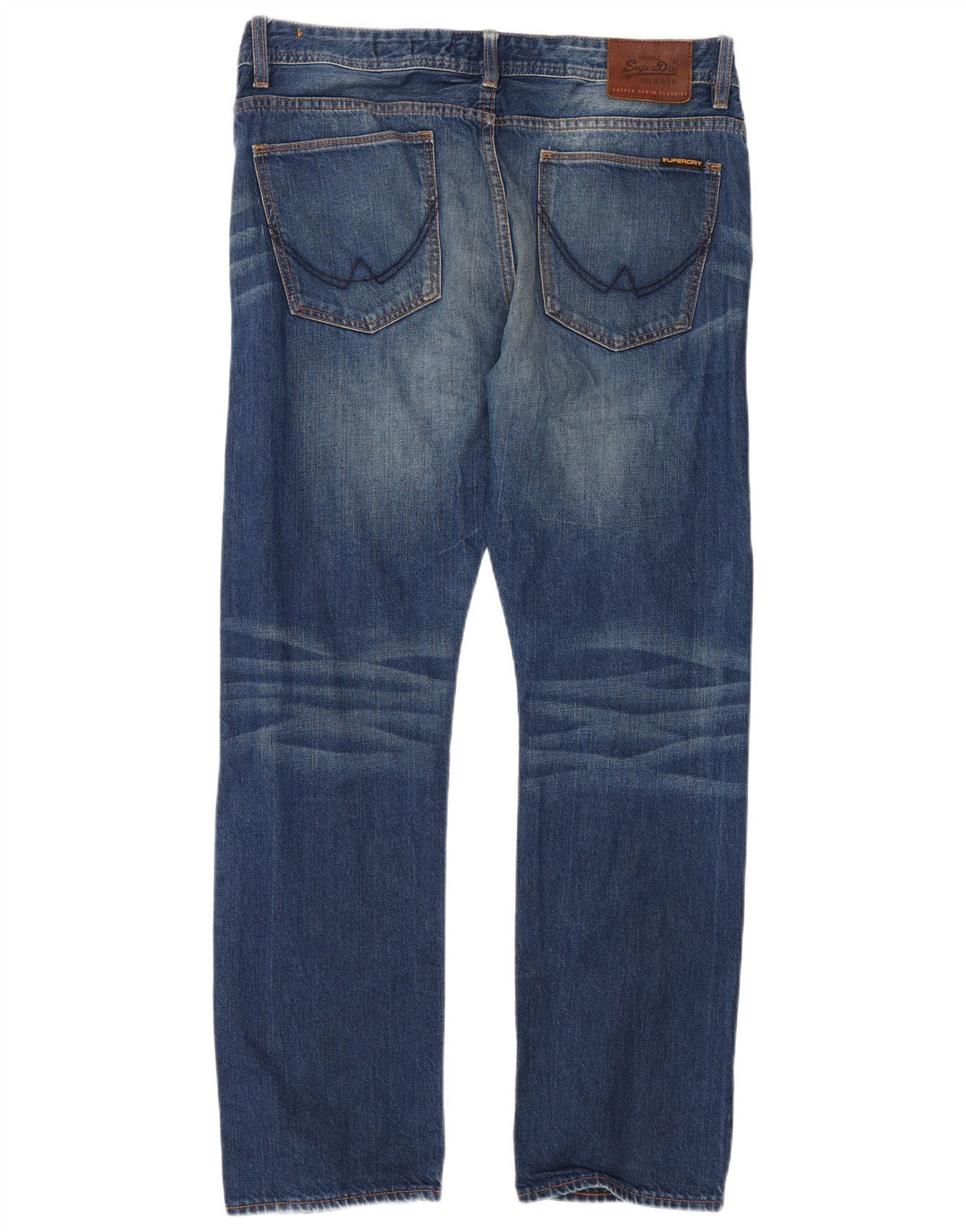 Superdry Mens Straight Jeans W34 L32 Blue Cotton