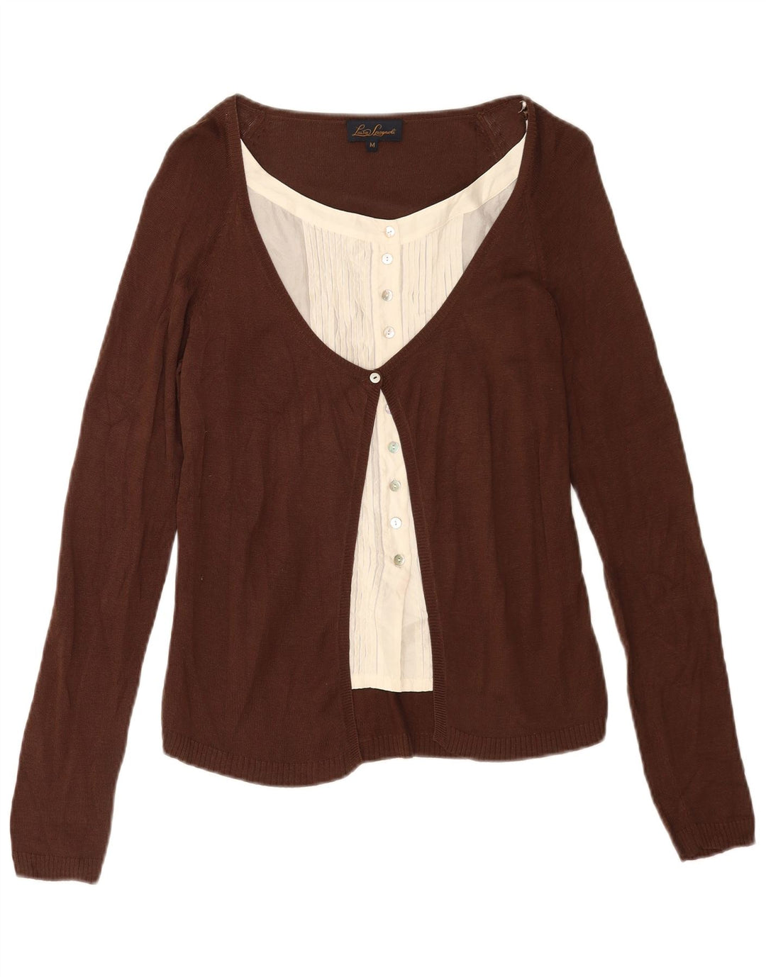 Luisa Spagnoli Womens Cardigan Sweater UK 12 Medium Brown Silk