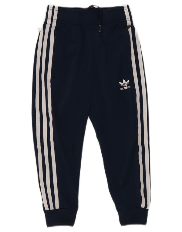 ADIDAS Boys Tracksuit Trousers Joggers 4-5 Years  Navy Blue Polyester