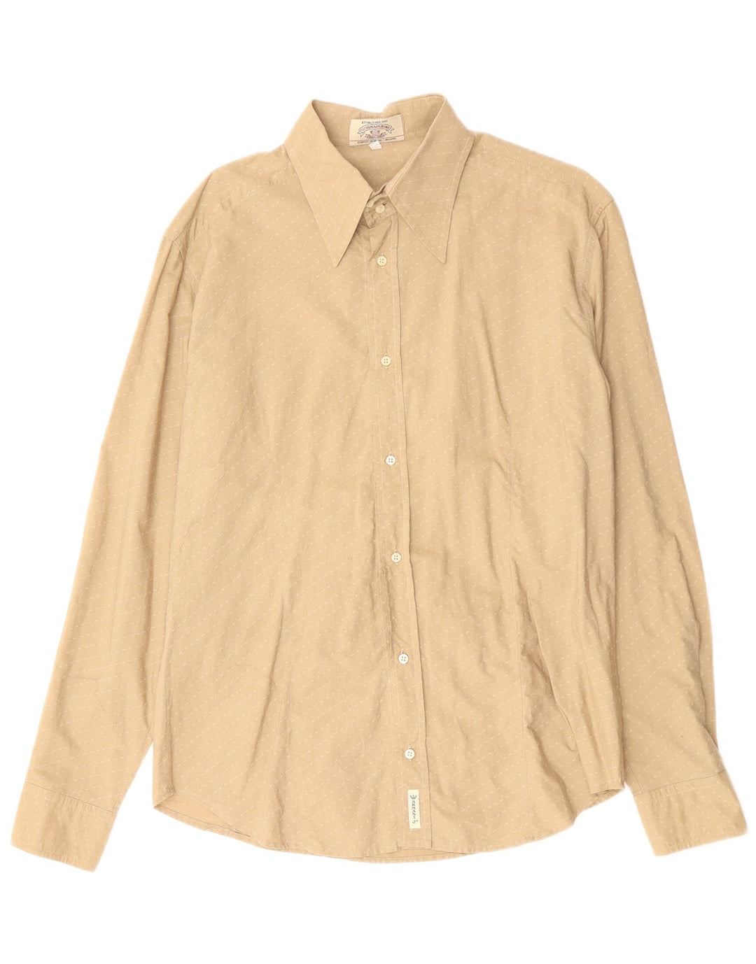 Armani Jeans Mens Shirt Large Beige Striped Cotton