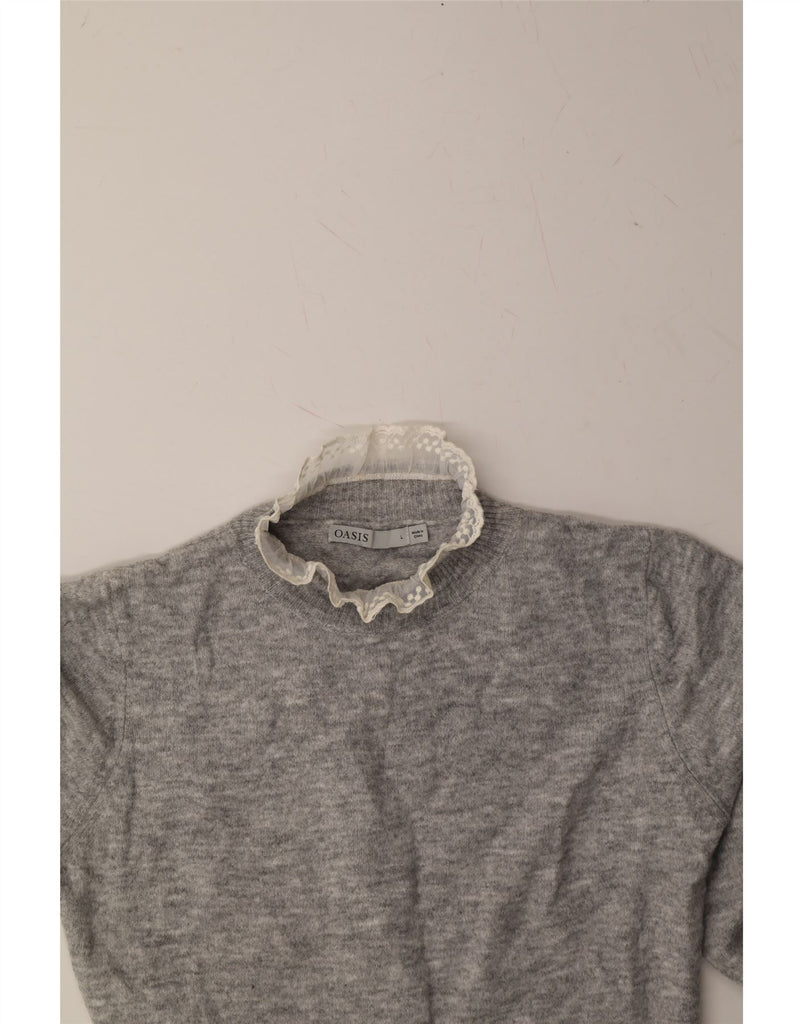 OASIS Womens Turtle Neck Jumper Sweater UK 16 Large Grey Acrylic Vintage Oasis and Second-Hand Oasis from Messina Hembry 